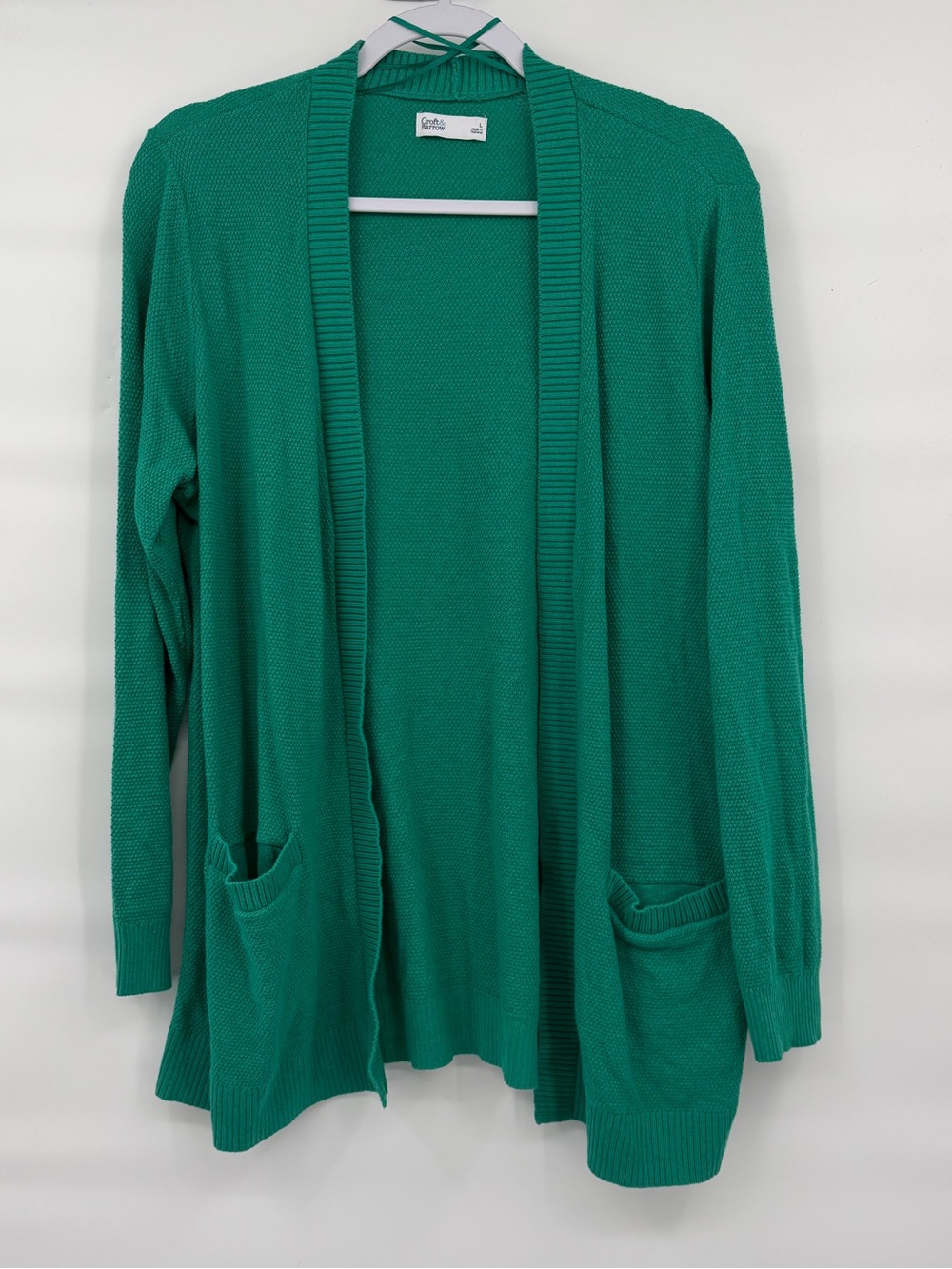 Croft and barrow nwt cotton blend green open cardigan sweater